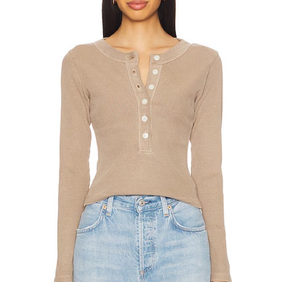Citizens Of Humanity Tops - Citizens Of Humanity Beige Button-Up Long Sleeve Top